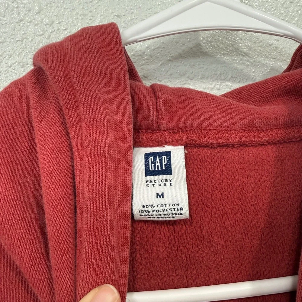 Gap Factory Store Mens Red Embroidered Logo Pullover Hoodie Sweatshirt Medium